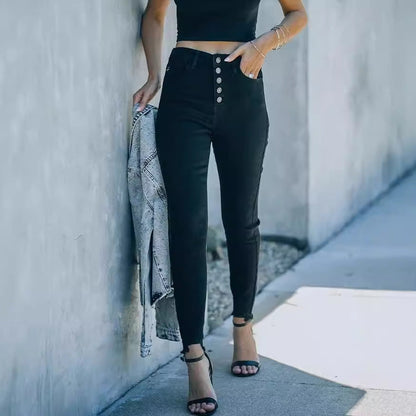 Skinny Jeans Damen Hochtailliert Figurbetonter Schnitt - BerlinGlamour