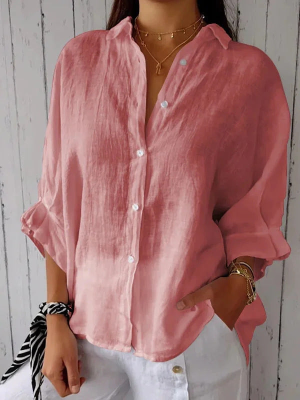 Leichte Damen Leinenbluse mit lockerer Passform Sommer