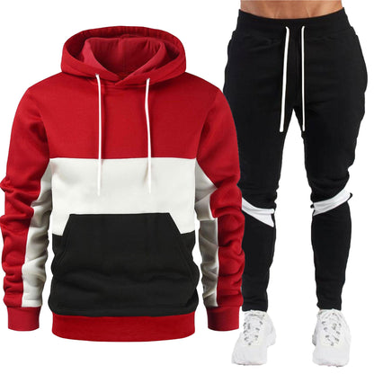Sportliche Herren Jogginghose Hoodie Set Baumwolle Grau