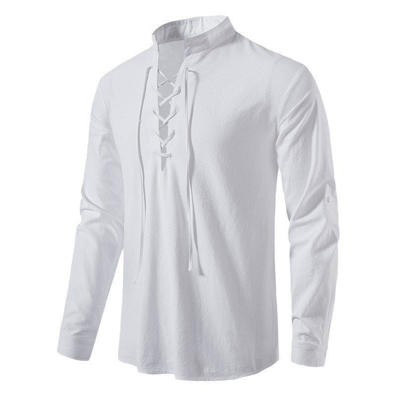 Herren Langarmhemd Modern Kordelzug Elegante