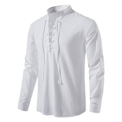 Herren Langarmhemd Modern Kordelzug Elegante