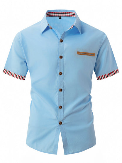 Herren Freizeithemd Kurzarm Modern Mit Kontrastdetails