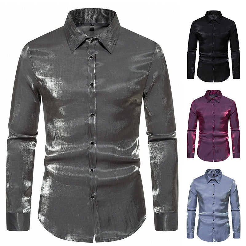 Herren Langarmhemd Glitzernd Elegant Berlin
