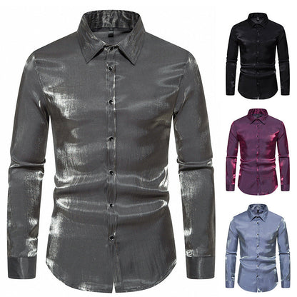 Herren Langarmhemd Glitzernd Elegant Berlin