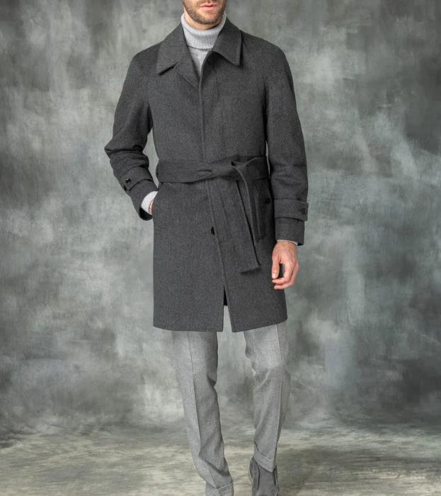 Herren Trenchcoat Eleganter Taillengürtel Moderner Mantel