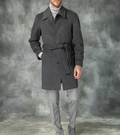 Herren Trenchcoat Eleganter Taillengürtel Moderner Mantel