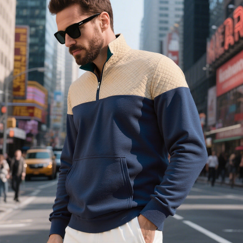 Herren Sweatshirt Modern mit 2 Taschen Hoher Kragen