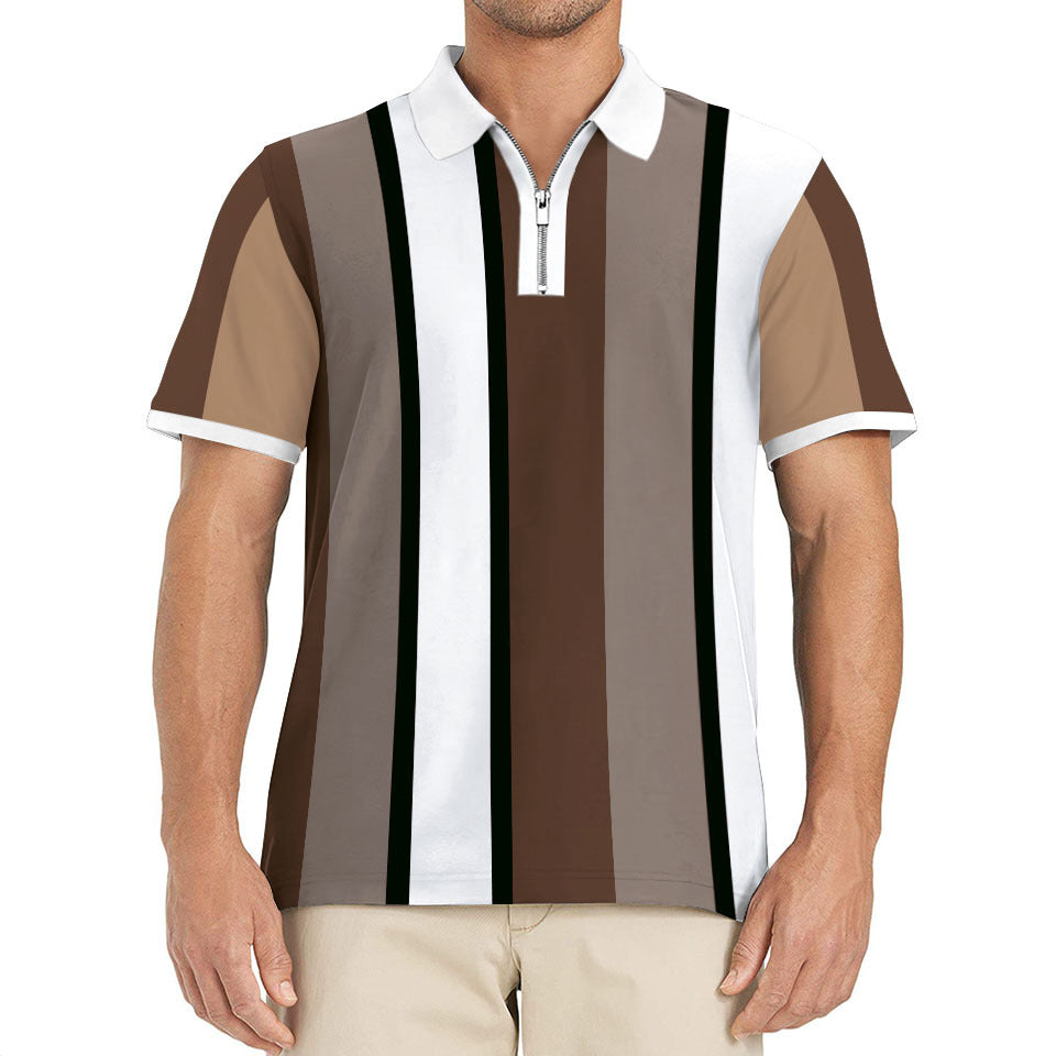 Herren Poloshirt Modern mit Reißverschluss und Streifen