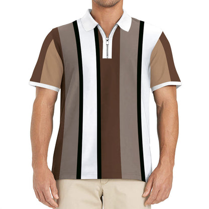 Herren Poloshirt Modern mit Reißverschluss und Streifen