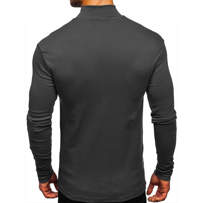Herren Langarmshirt Rollkragen atmungsaktiv Baumwolle