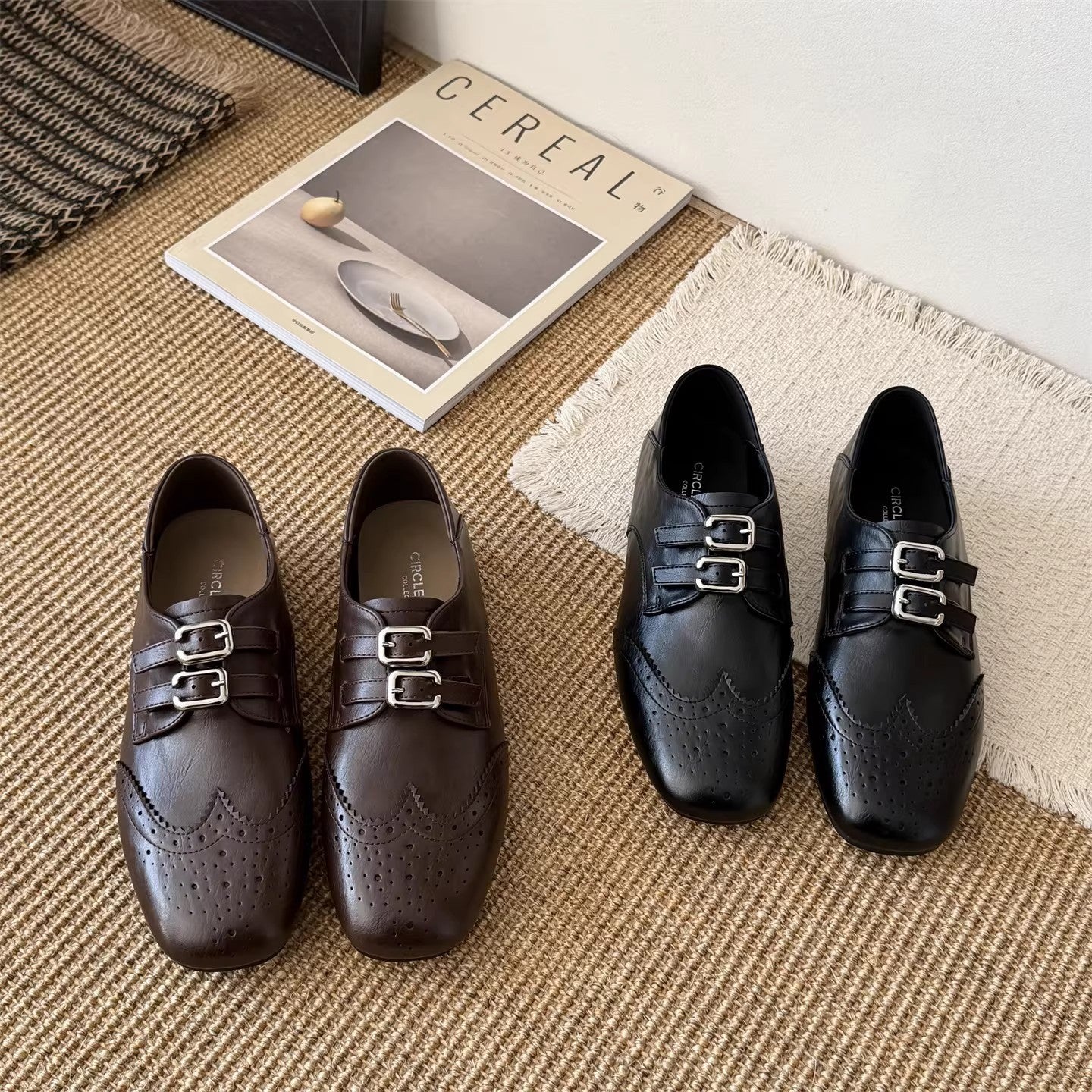 Damen Schnürschuhe Elegante Perforiert mit Doppelschnalle - BerlinGlamour