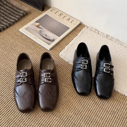 Damen Schnürschuhe Elegante Perforiert mit Doppelschnalle - BerlinGlamour