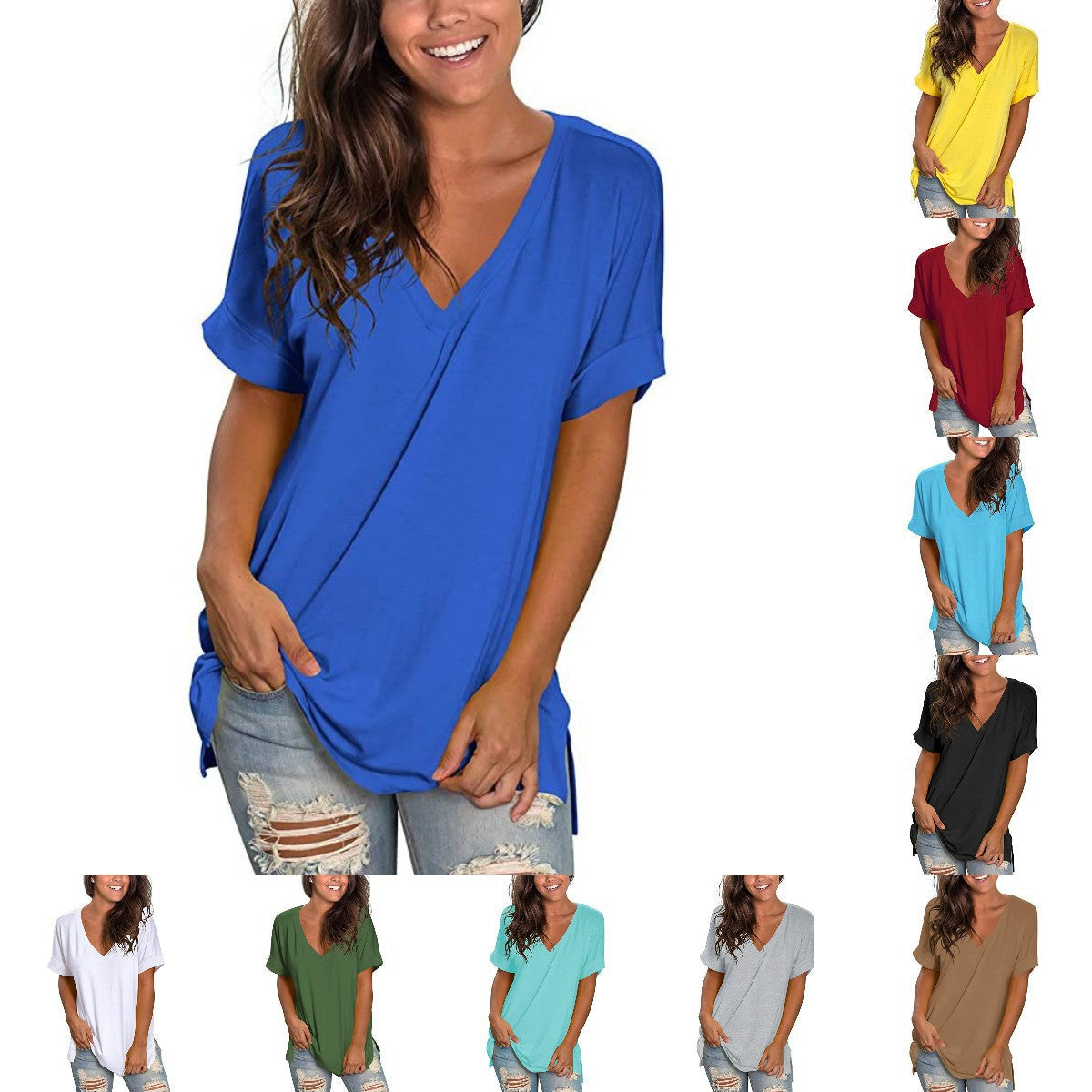 Damen T-Shirt V-Ausschnitt Modern Trendy - BerlinGlamour