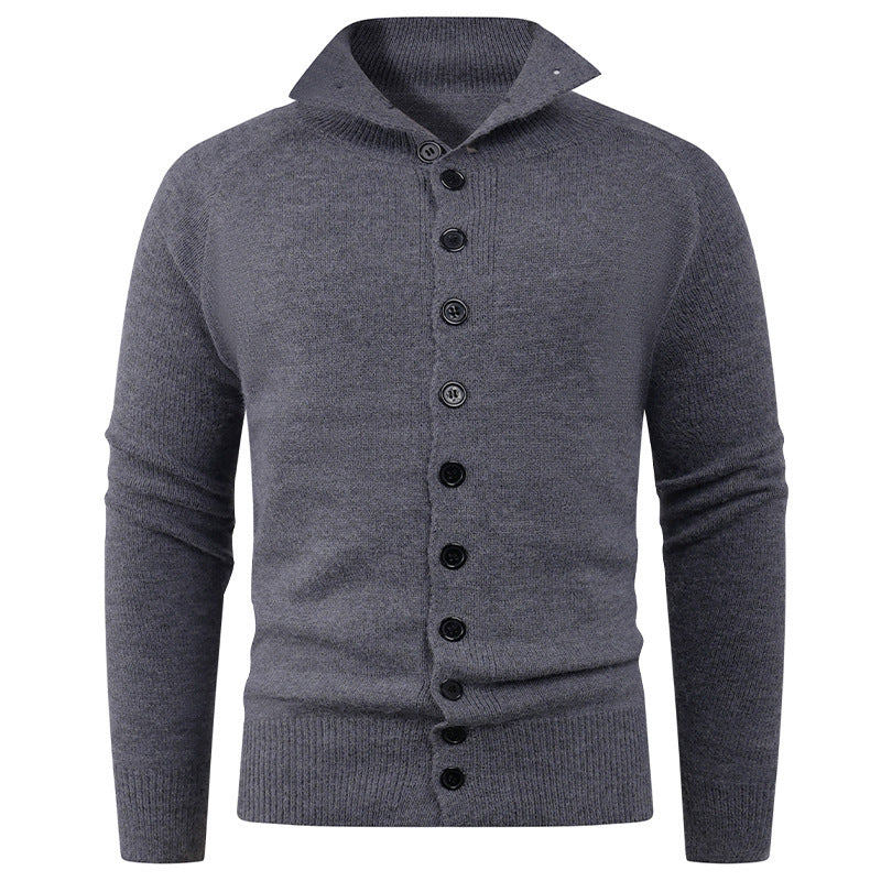 Herren Strickpullover Hochkragen Knopfverschluss Modern