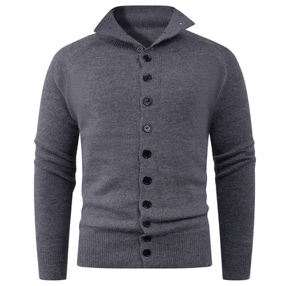 Herren Strickpullover Hochkragen Knopfverschluss Modern