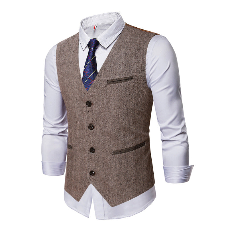 Herren Anzugweste Elegant Mit Kontrast Details Schwarz