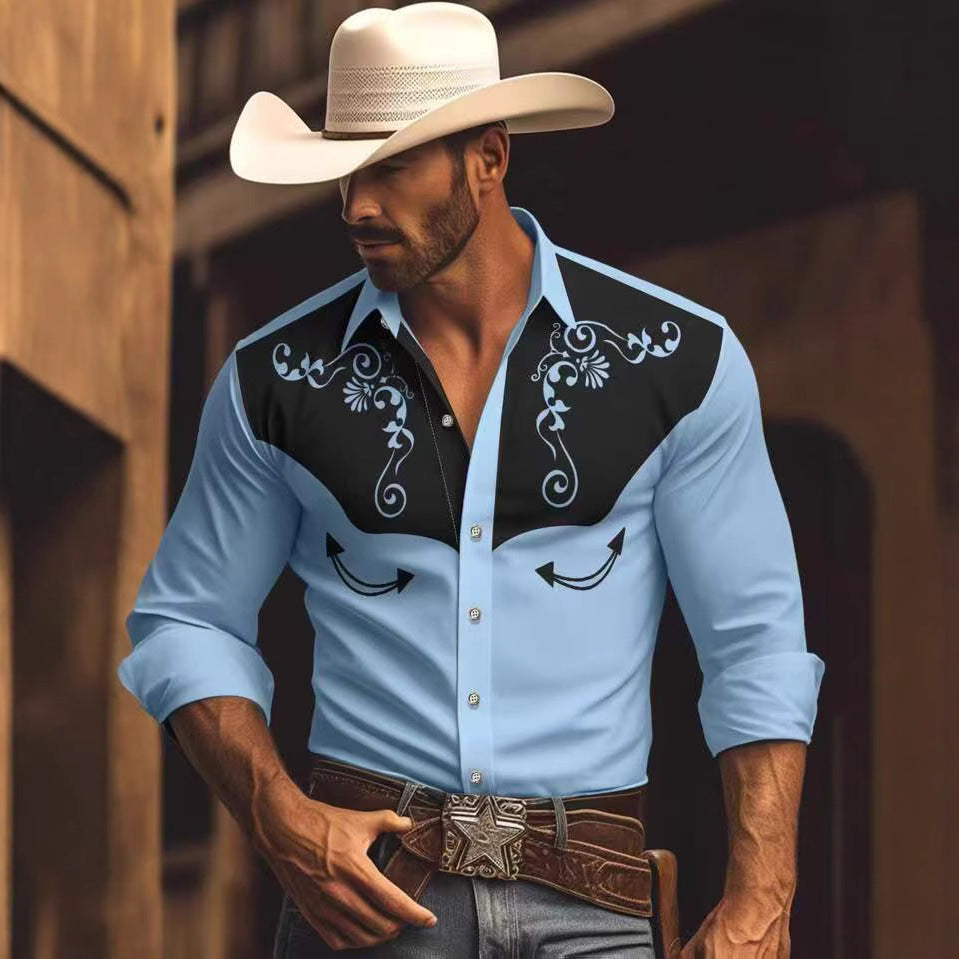 Herren Westernhemd mit Stickerei Modern Urban Style - BerlinGlamour