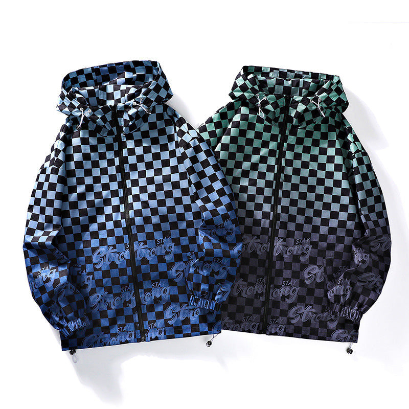 Sportliche Kapuzenjacke Schachmuster Unisex Modern - BerlinGlamour