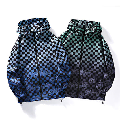 Sportliche Kapuzenjacke Schachmuster Unisex Modern - BerlinGlamour