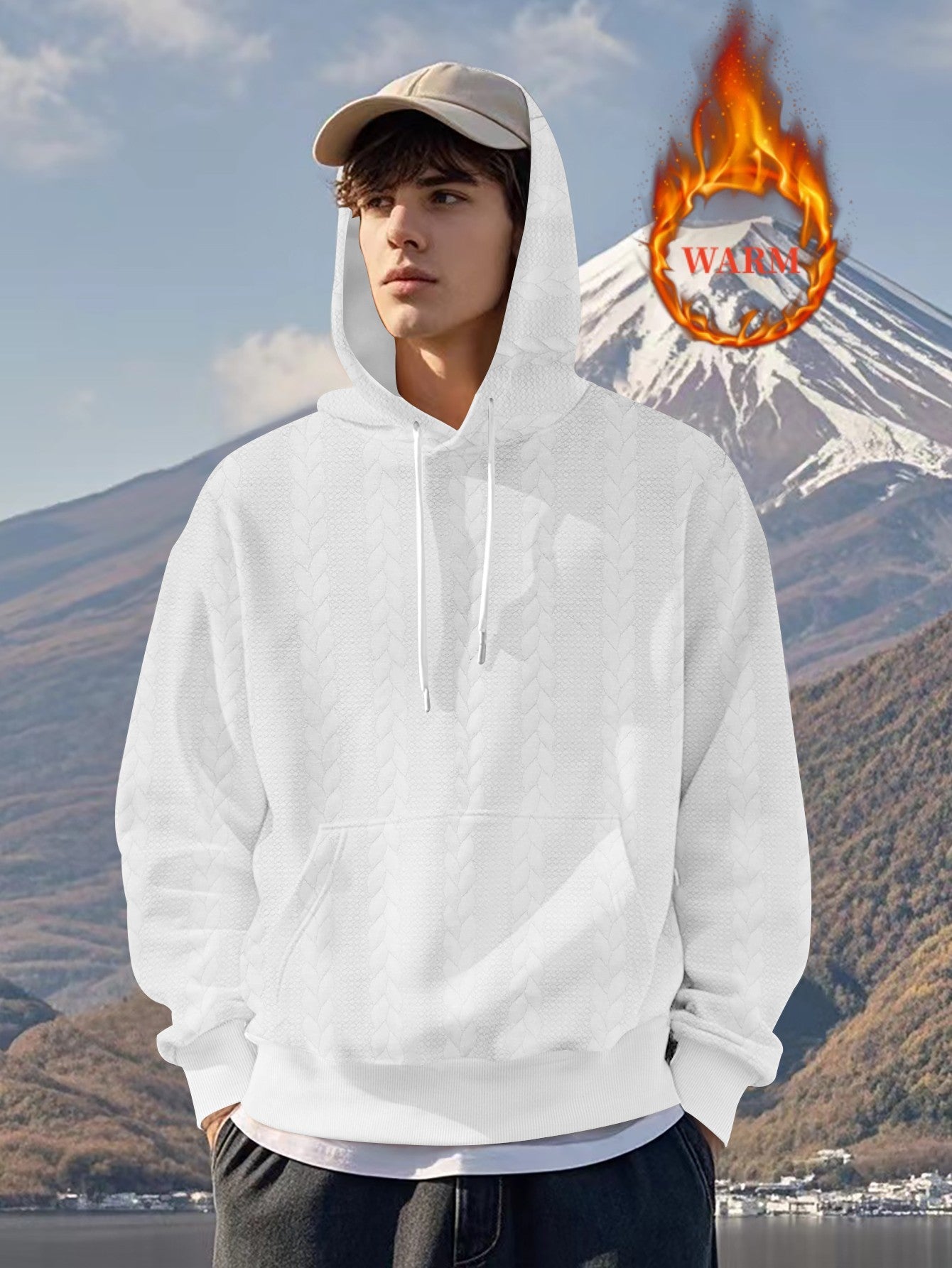 Herren Kapuzenpullover Warm Lässig mit Taschen Fleece