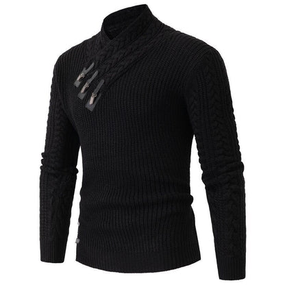 Herren Strickpullover Eleganter Schalkragen Zopfmuster Modern