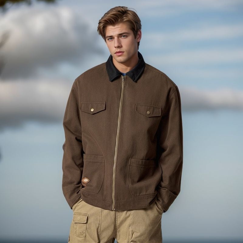 Herren Jacke Utility Style mit Klappentaschen Reißverschluss