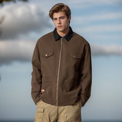 Herren Jacke Utility Style mit Klappentaschen Reißverschluss