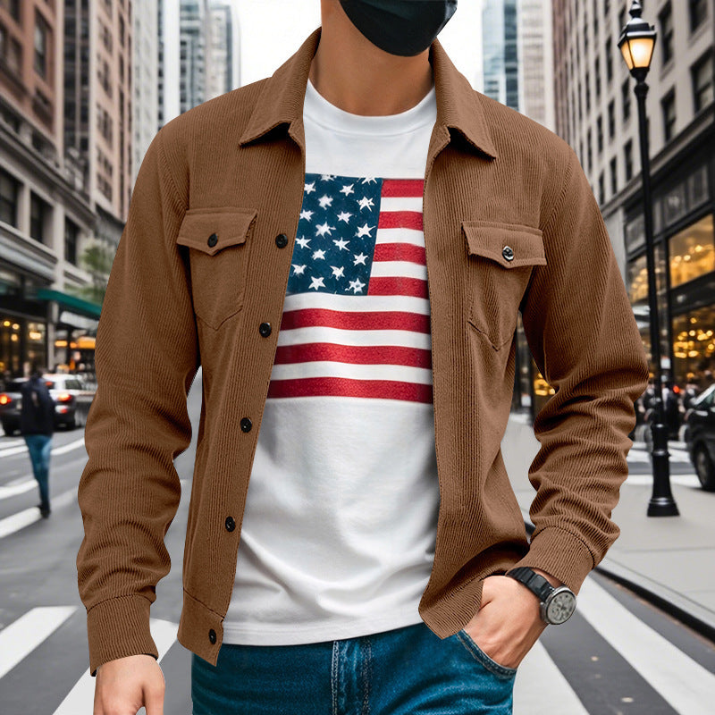 Herren Hemdjacke Lässig Strukturiert Modern