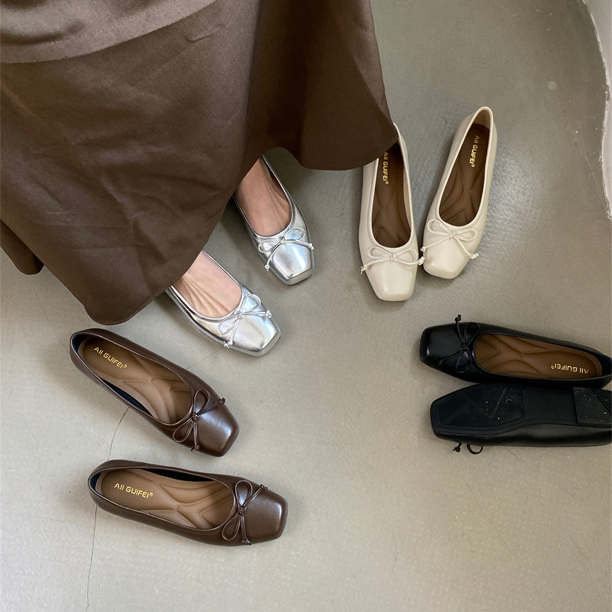Damen Ballerinas Klassisch Schleifenakzent Weich - BerlinGlamour