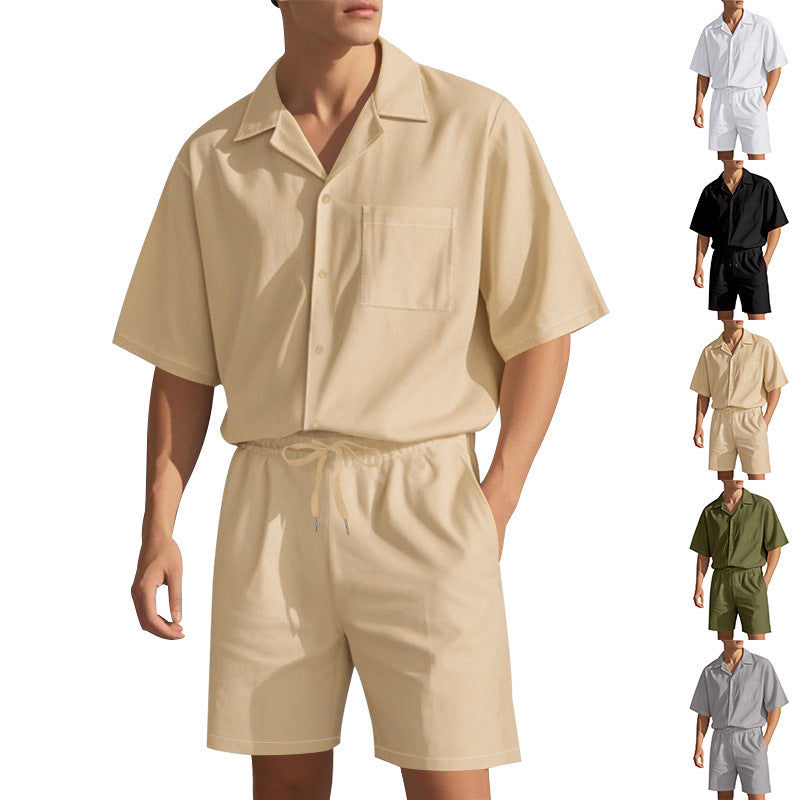Herren Sommer Set Kurzarmhemd Shorts Modern Komfortabel - BerlinGlamour