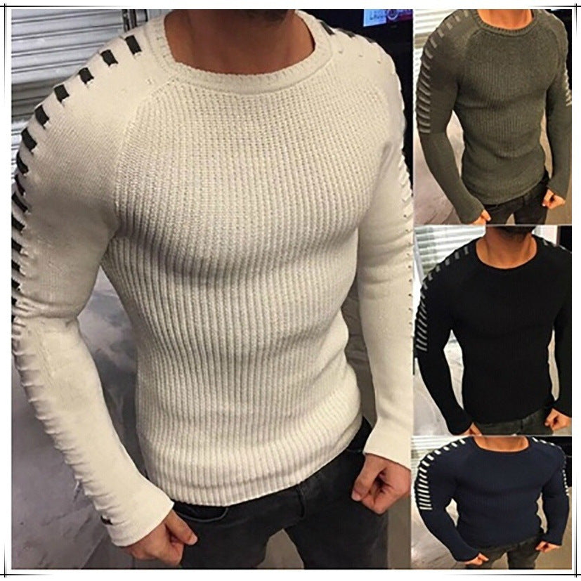 Herren Pullover Feinstrick Modern Kontraststreifen - BerlinGlamour