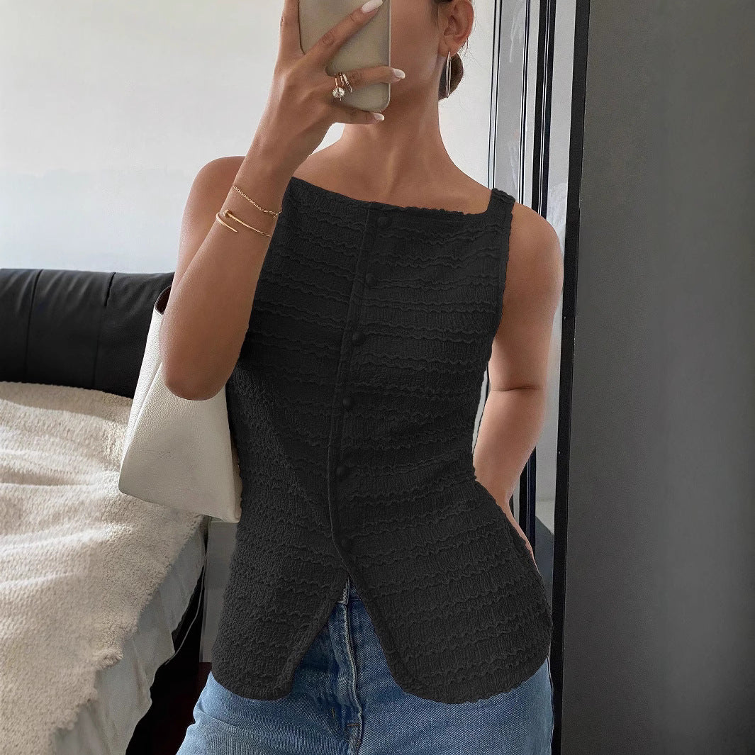 Damen Freizeit-Top Ärmellos Leicht Mit Schlitz