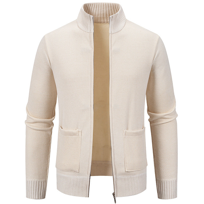 Herren Strickjacke Lässig mit Kragen und Taschen