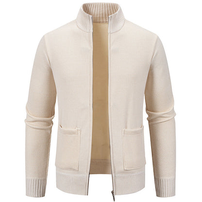Herren Strickjacke Lässig mit Kragen und Taschen