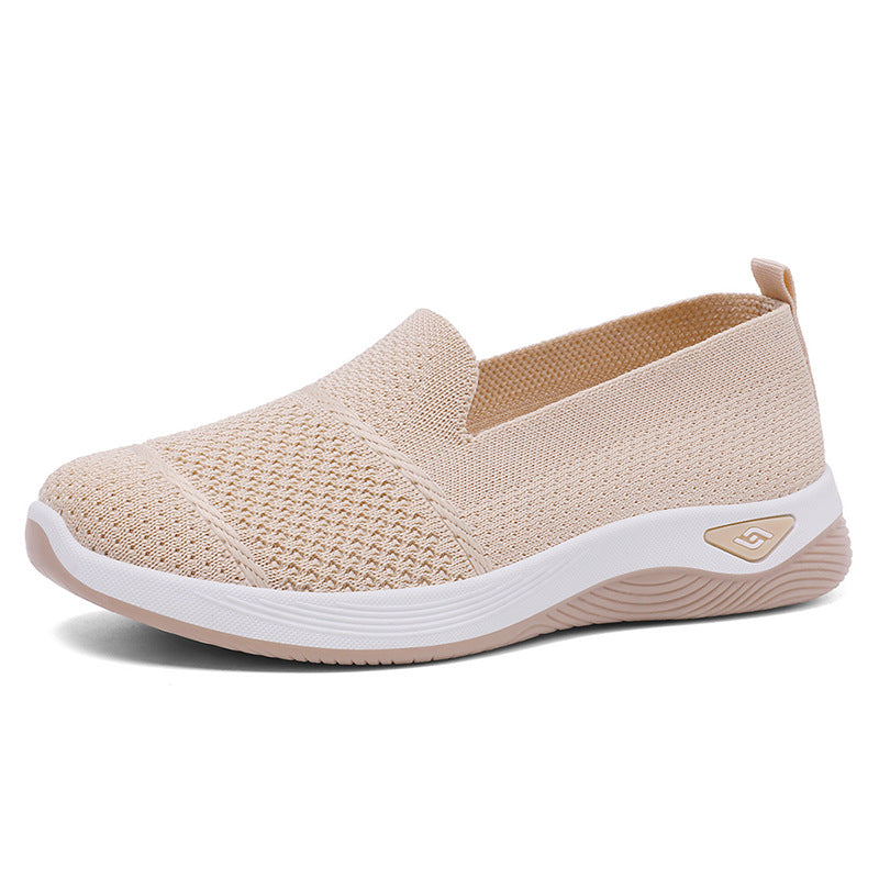 Damen Schuhe Bequem Slip-On atmungsaktiv Strickdesign