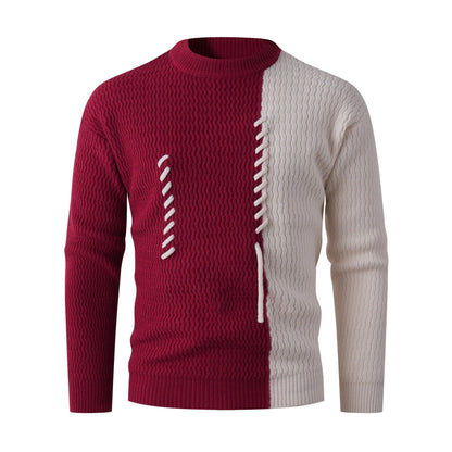 Herren Strickpullover Modern Zopfmuster Kontrast Farben - BerlinGlamour