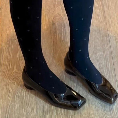 Damen Pumps Hochhackig Glänzend Quadratzehen