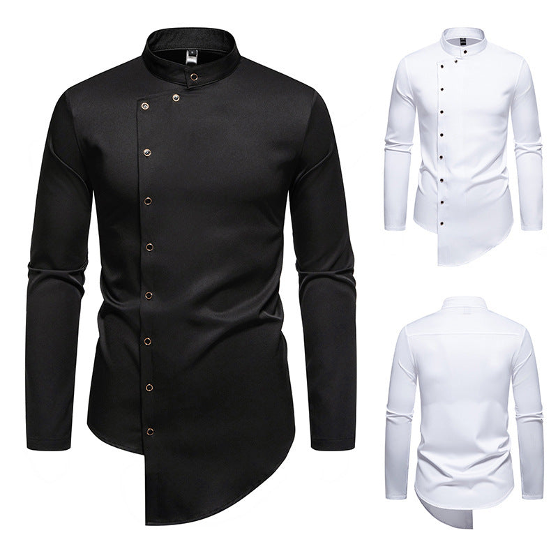 Herren Hemd Modern Asymmetrisch Eleganter Kragen