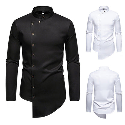 Herren Hemd Modern Asymmetrisch Eleganter Kragen