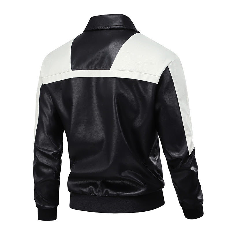 Lederjacke Herren Retro-Stil Elegant Schwarz
