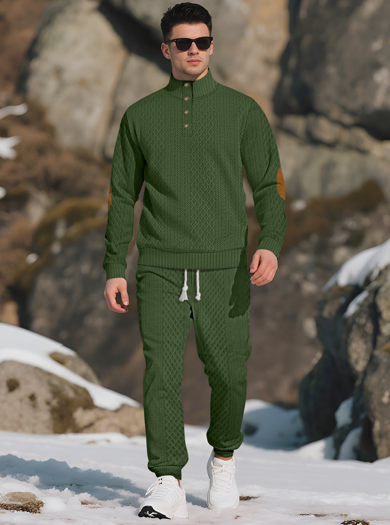 Herren Strickpullover Stehkragen Modern Knöpfe Bequem