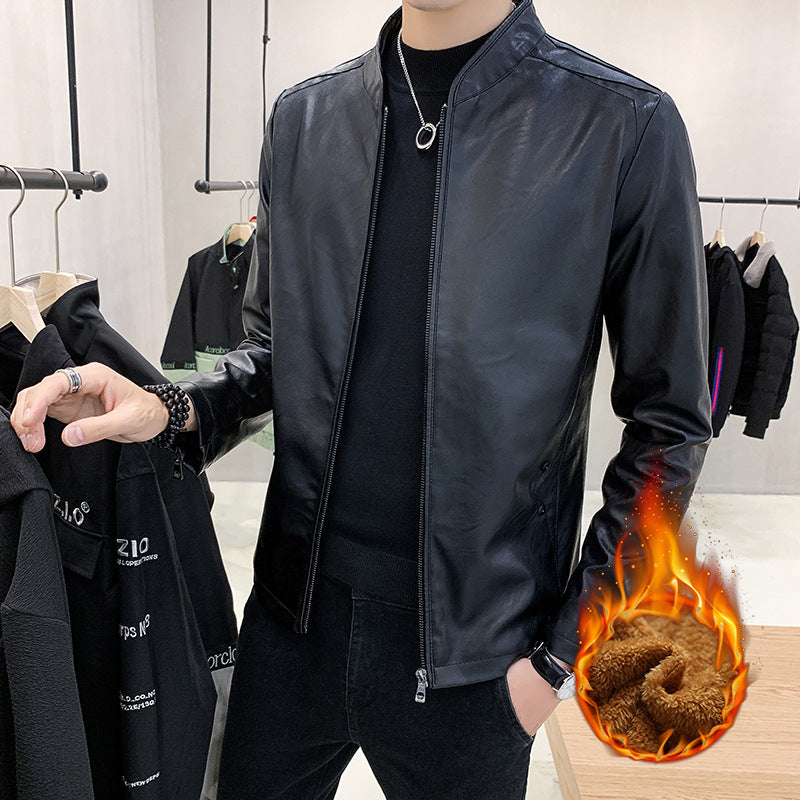 Herren Lederjacke Schwarz Minimalistisch mit Taschen - BerlinGlamour