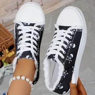 Damen Sneaker Floral Skull Design Weich - BerlinGlamour