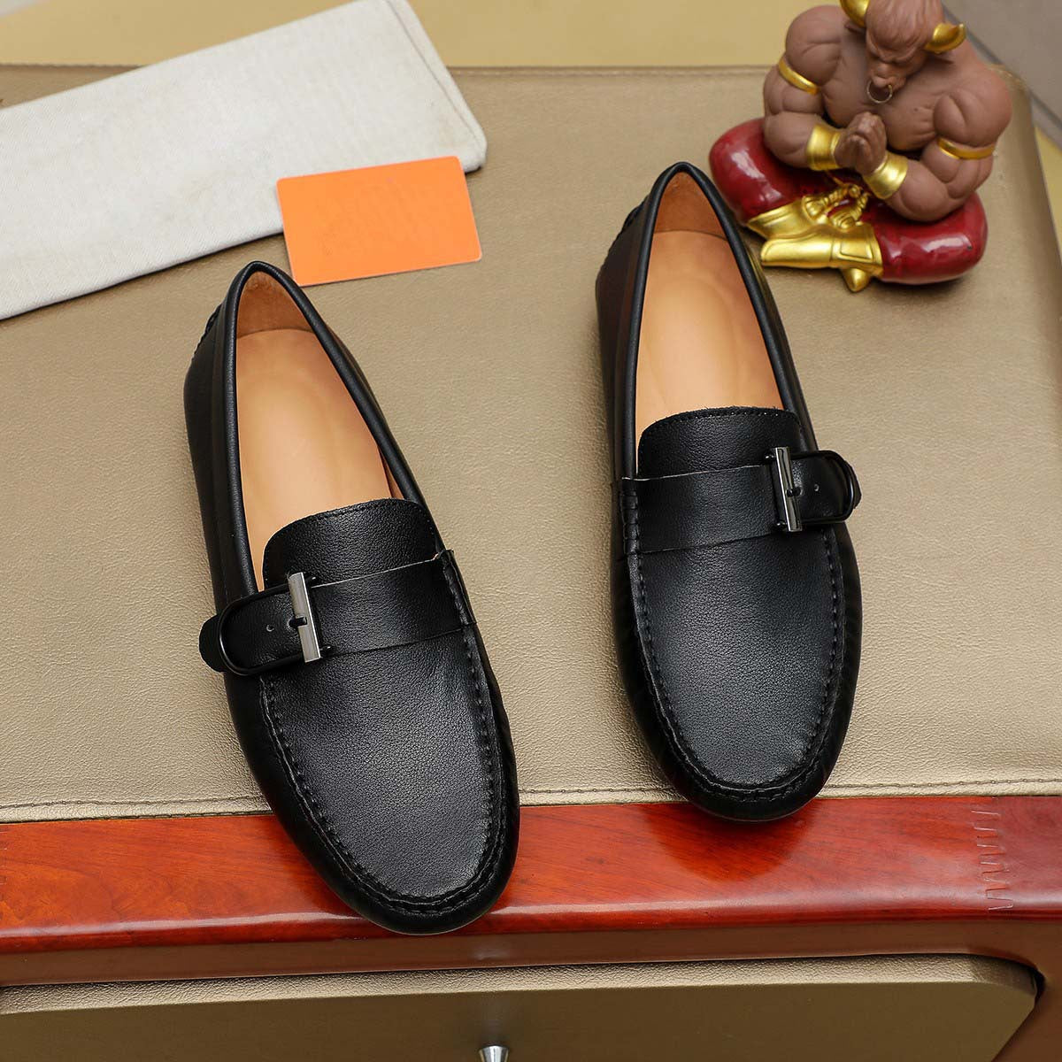 Herren Mokassin Leder Schuhe Schnalle Modern - BerlinGlamour