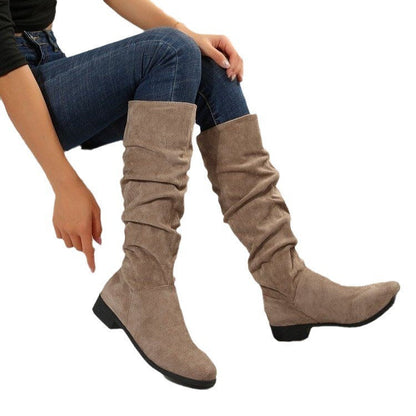 Damen Stiefel Weiches Wildleder Imitat Schuhe Mode
