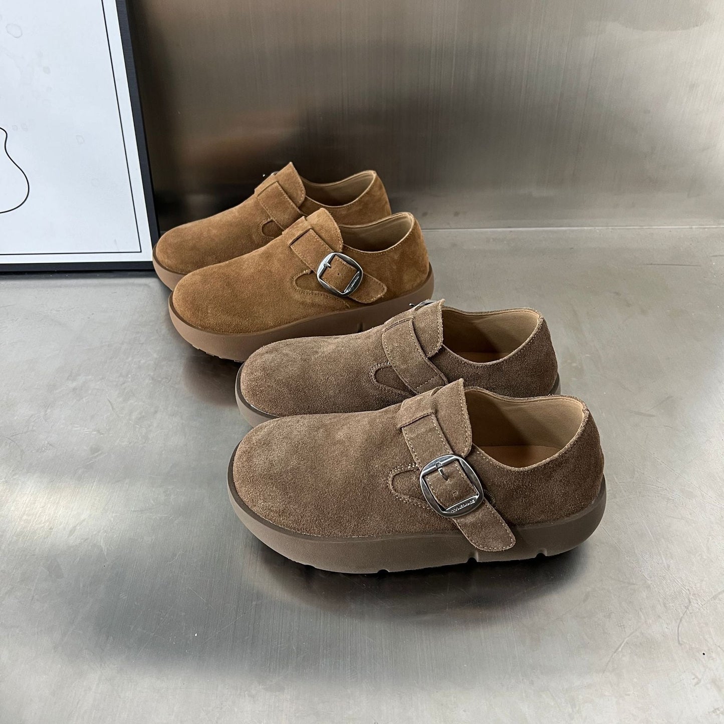 Damen Clogs Bequem Wildleder Ergonomisch Modern