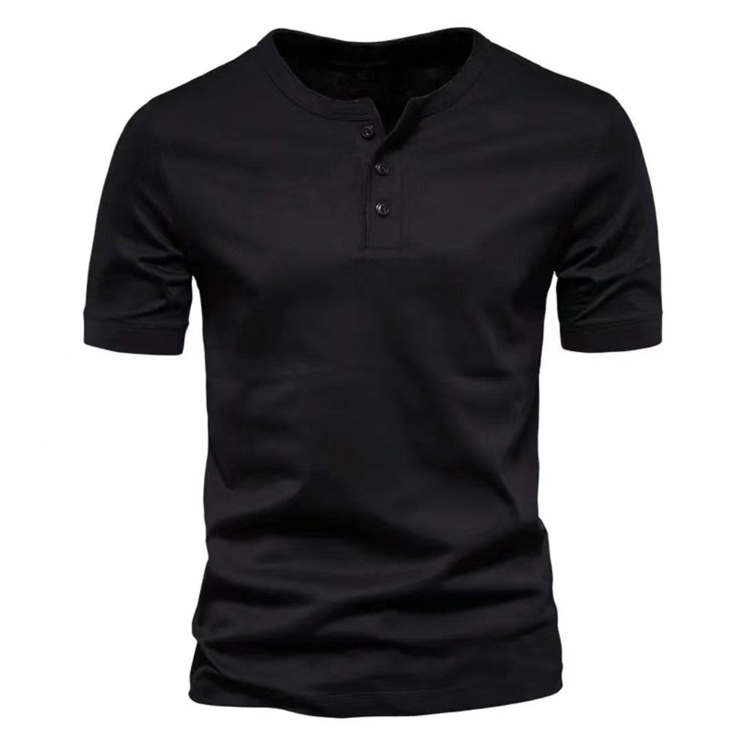 Herren T-Shirt mit Knopfverschluss Weiches Baumwollshirt Modern