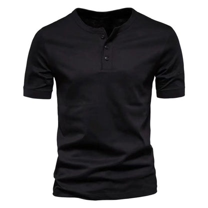 Herren T-Shirt mit Knopfverschluss Weiches Baumwollshirt Modern
