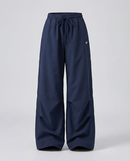 Damen Hose Weite Bein mit Elastik und Seitennaht Lang