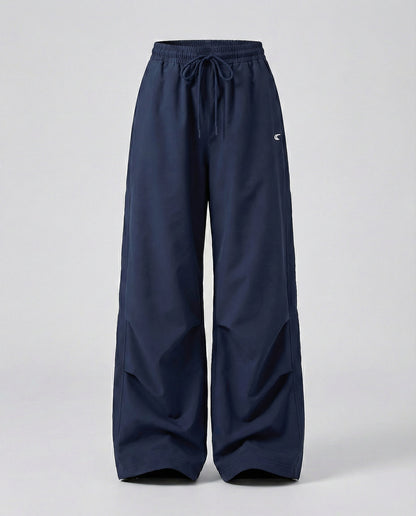 Damen Hose Weite Bein mit Elastik und Seitennaht Lang